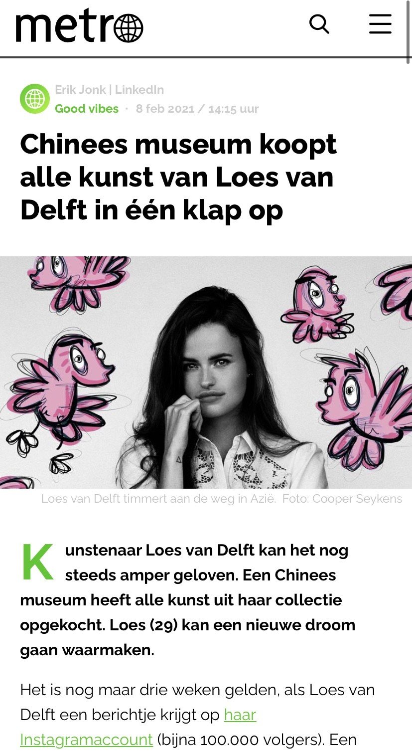 The Dutch media Metronieuws.nl reported that Lose van Delft's works have attracted much attention in China.