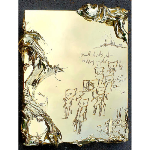 Small Deeds 


Writing on the artwork：
Small deeds of Ordinary people.

Colour： Gold
61 x 46 x 7cm
Sterling Silver, Aluminium, Polyester