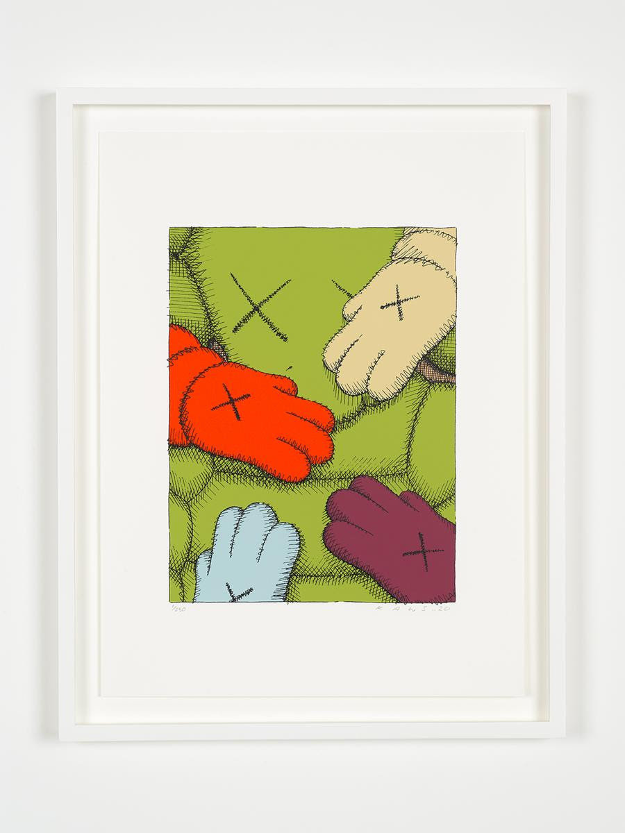 KAWS URGE202010 prints plus a colophon in a clamshell portfolio box.Screenprints on Saunders Waterford 425gm HP hi-white.Each print： 17 x 12.75 inches. (43.18 x 32.38 cm) Signed and numbered Edition of 250 ＋ 50AP.