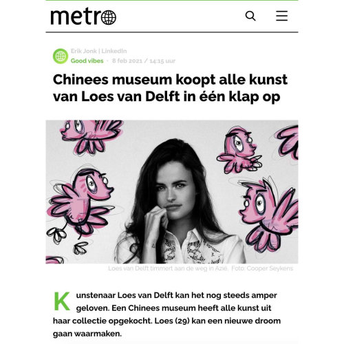 Press｜荷蘭媒體 Metronieuws.nl 報導 蘿絲・范・黛芙特 作品在中國備受關注的好消息